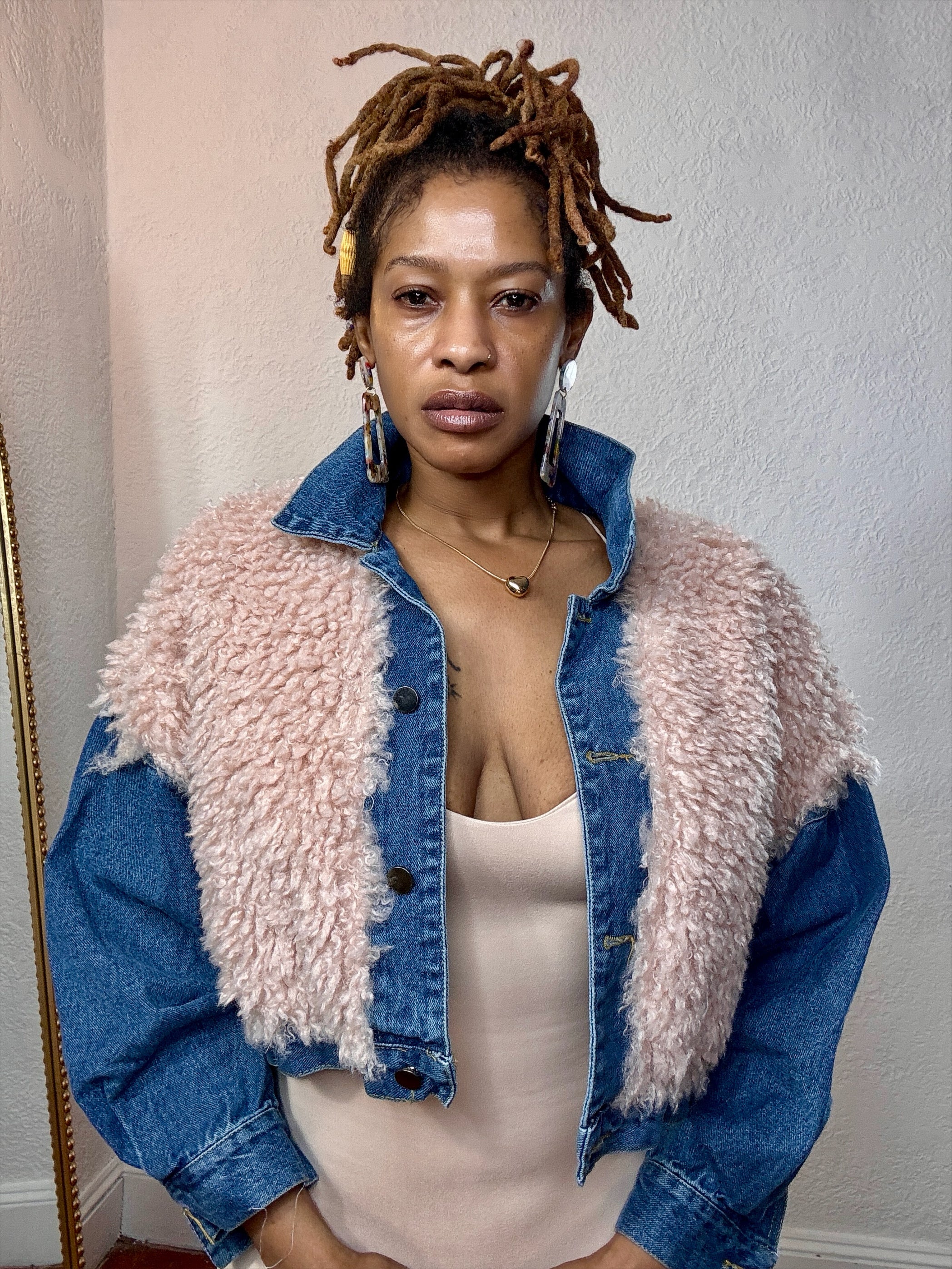 Blush Luxe Faux Fur Denim Jacket