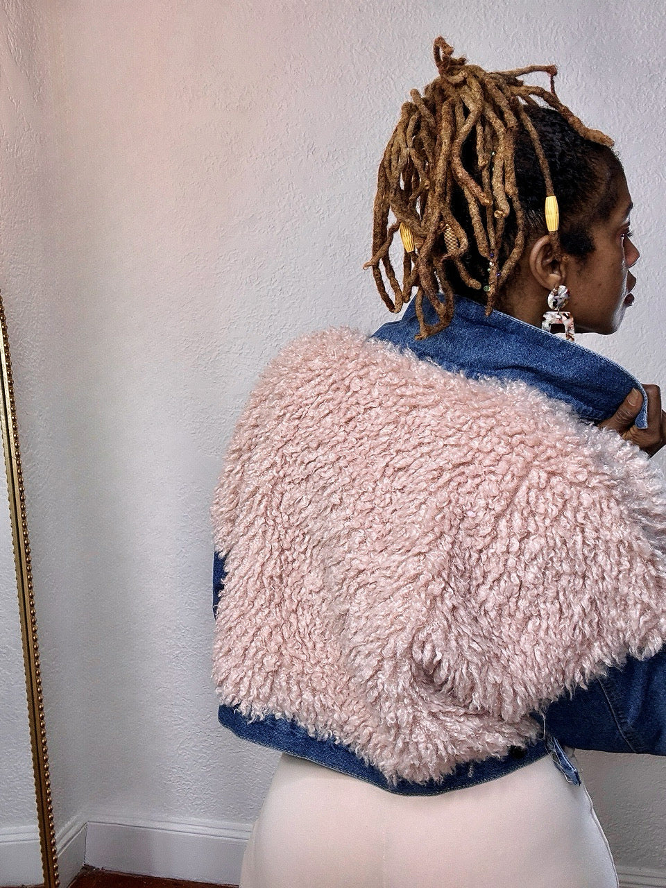 Blush Luxe Faux Fur Denim Jacket