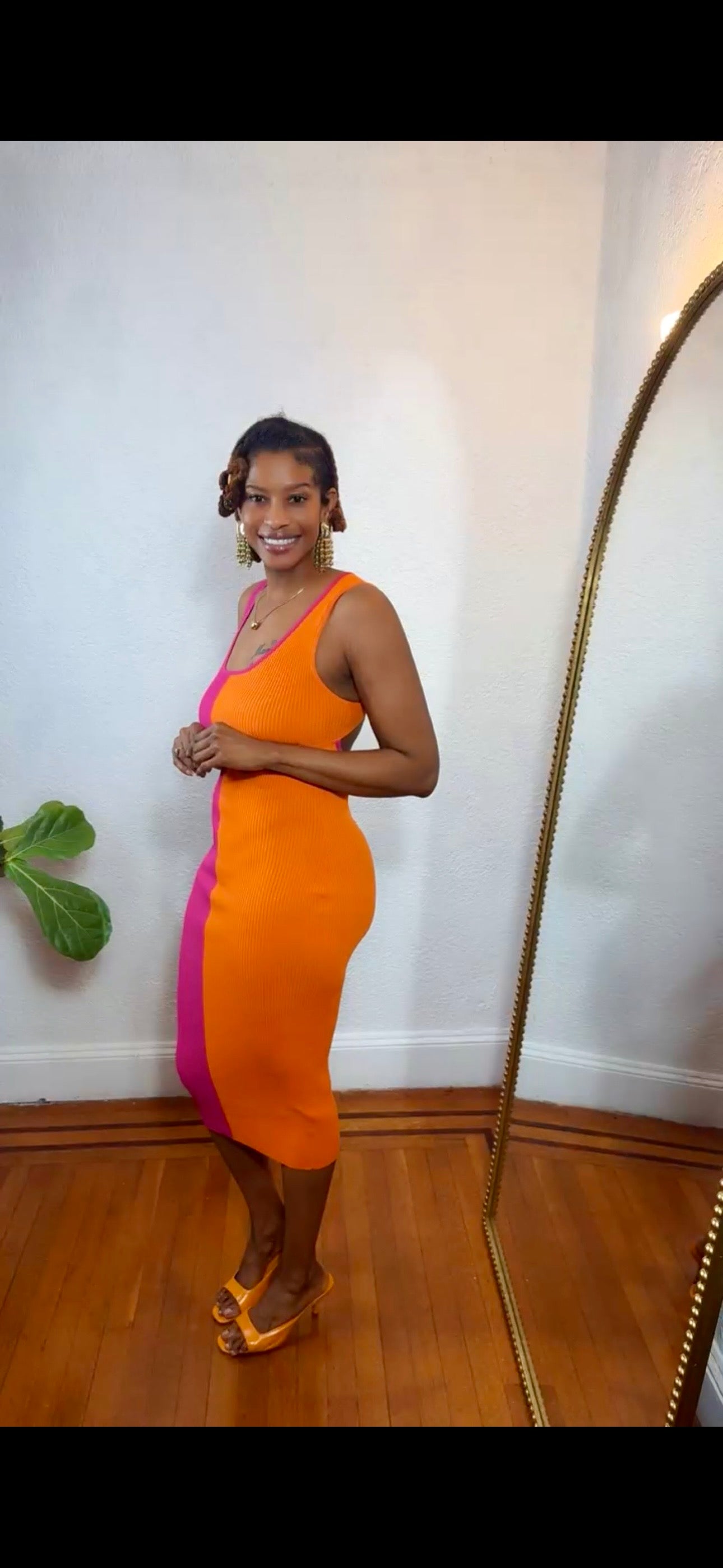 Sunset Rhythm Ribbed Midi Dress