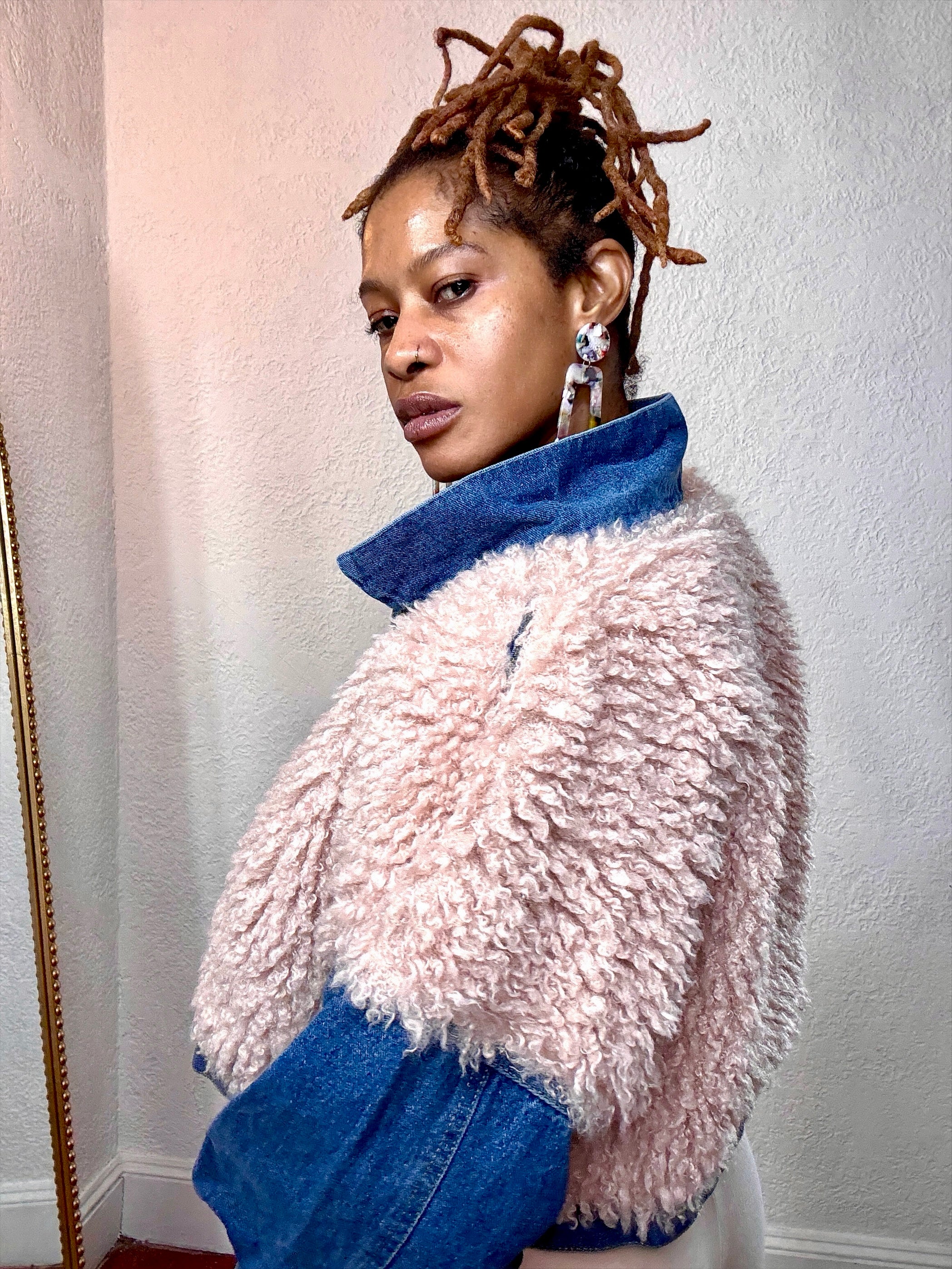 Blush Luxe Faux Fur Denim Jacket