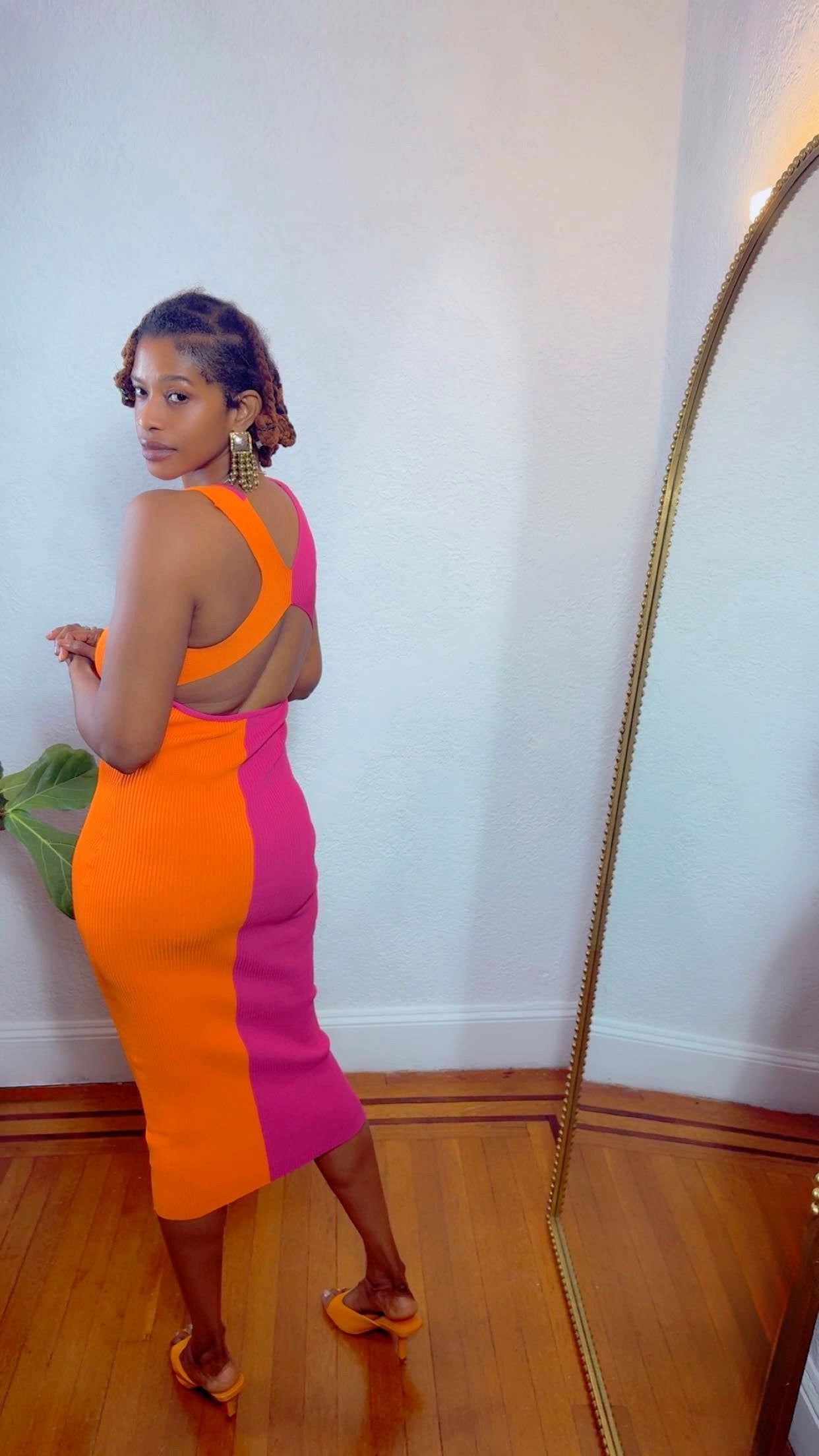 Sunset Rhythm Ribbed Midi Dress