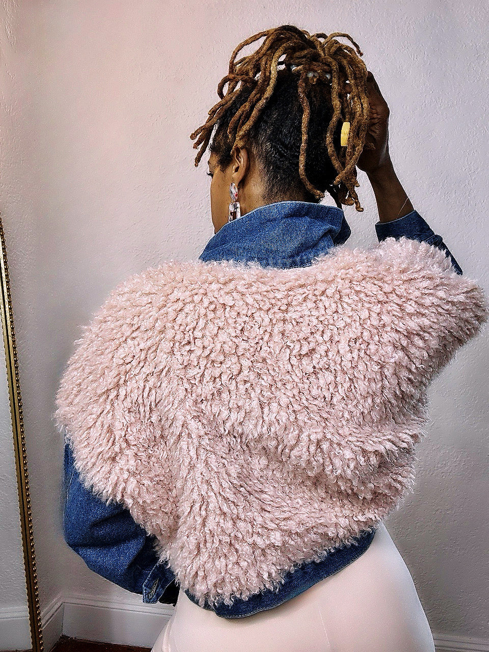 Blush Luxe Faux Fur Denim Jacket