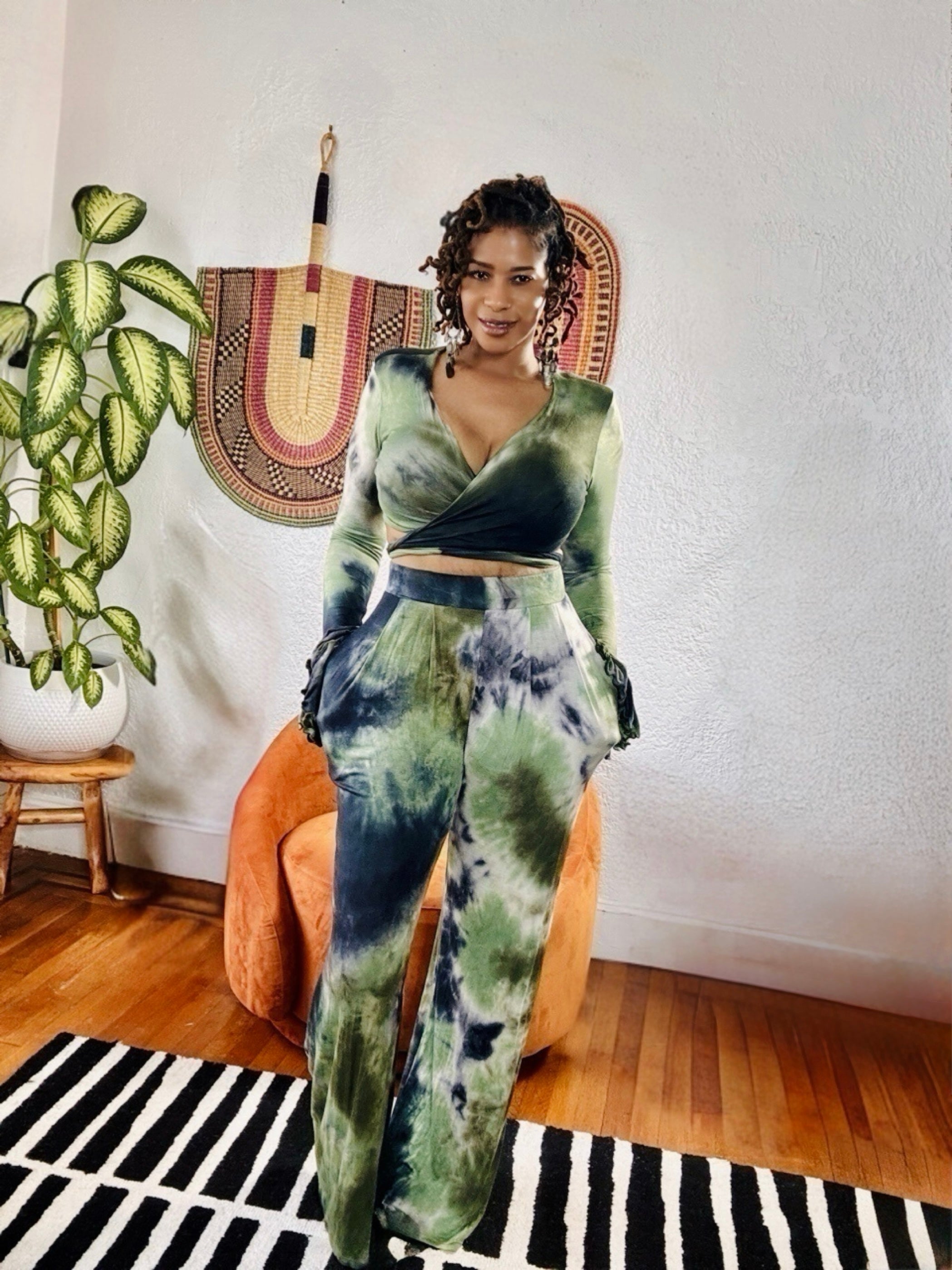 Full-body shot of the Jungle Aura 2-Piece Set styled for a chic, effortless look.