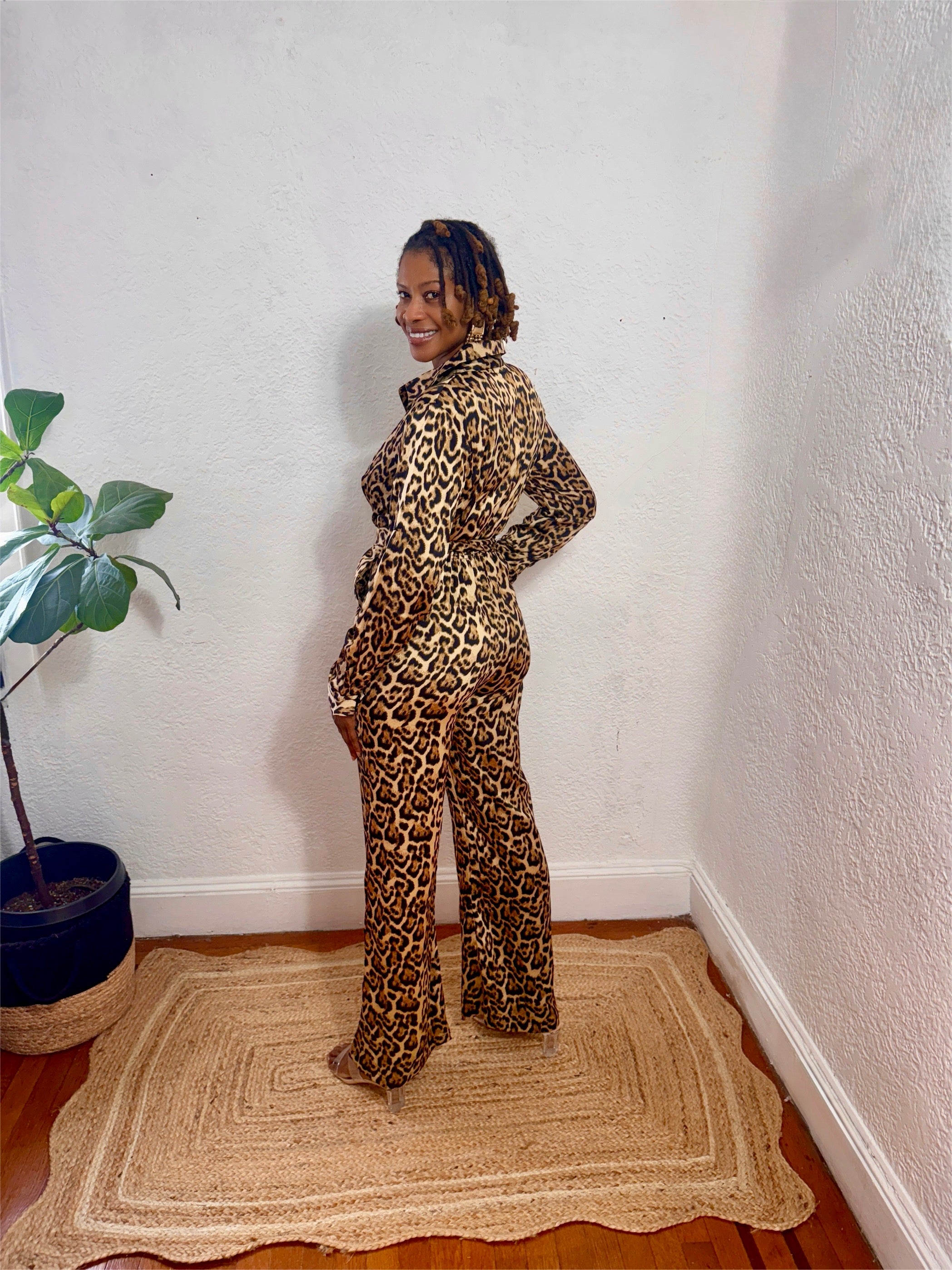 Back view of the Wild Whispers Wrap Jumpsuit showing full-length fit and lightweight fabric.