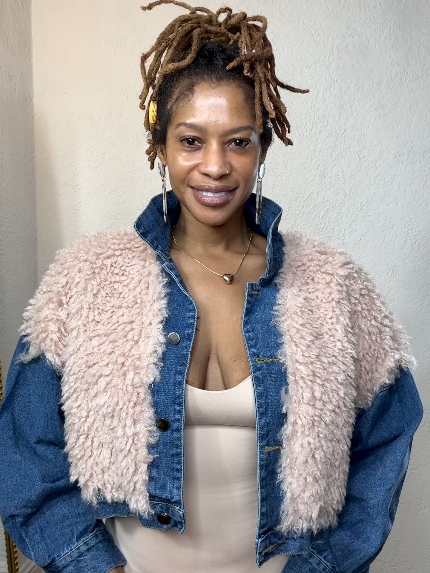 Blush Luxe Faux Fur Denim Jacket